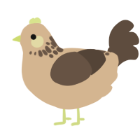 A beige and bark chicken with a neck-speckle pattern