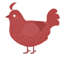 A red chicken with a lace pattern
