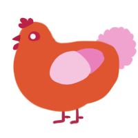A vermilion and pink chicken