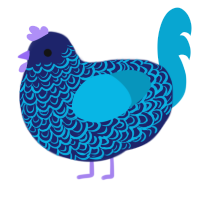 A navy and cerulean chicken with a double-lace pattern