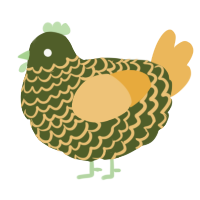 A olive and honey chicken with a lace pattern
