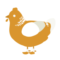 A orange and white chicken with a neck-band pattern