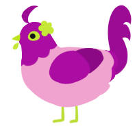 A pink and plum chicken with a head pattern