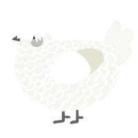A white chicken with a lace pattern