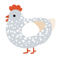 A mist and cream chicken with a speckle pattern