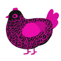 A black and fuchsia chicken with a double-lace pattern