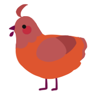 A vermilion and red chicken with a head pattern