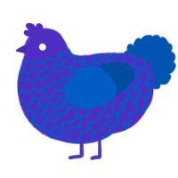 A indigo and ultramarine chicken with a lace pattern