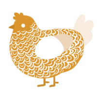 A orange and cream chicken with a double-lace pattern