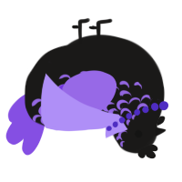 A sable and blurple chicken with a half-lace pattern