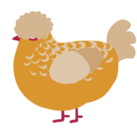 A orange and beige chicken with a half-lace pattern