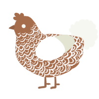 A brown and white chicken with a double-lace pattern