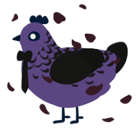 A overcast and black chicken with a half-lace pattern