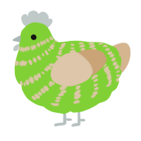 A grass and beige chicken with a bar pattern