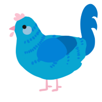 A cerulean and sapphire chicken with a half-bar pattern