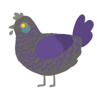 A grey and overcast chicken with a lace pattern