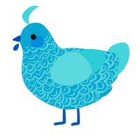 A cerulean and aqua chicken with a double-lace pattern