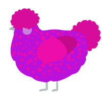 A amethyst and fuchsia chicken with a speckle pattern