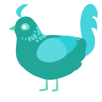 A turquoise and aqua chicken with a neck-speckle pattern