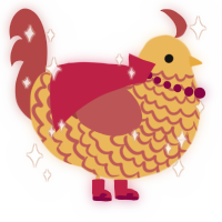 A honey and red chicken with a lace pattern