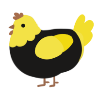 A sable and yellow chicken with a head pattern