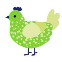 A grass and lemon chicken with a speckle pattern