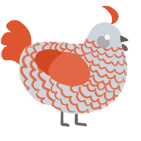 A mist and vermilion chicken with a lace pattern