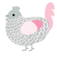 A silver and rose chicken with a lace pattern