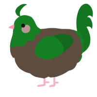 A bark and leaf chicken with a head pattern