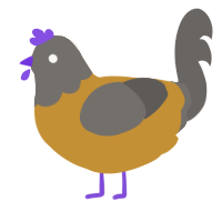 A gold and grey chicken with a head pattern