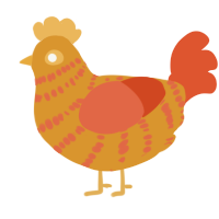 A orange and vermilion chicken with a bar pattern