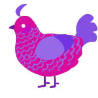 A fuchsia and blurple chicken with a lace pattern
