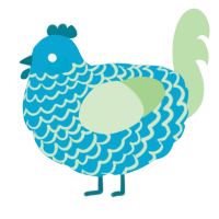 A cerulean and gluppy chicken with a lace pattern