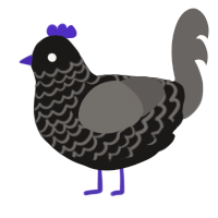 A sable and grey chicken with a lace pattern