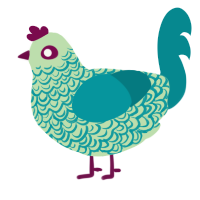 Cute Son, a gluppy and teal chicken with a double-lace pattern