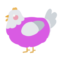 A orchid and mist chicken with a head pattern
