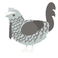 A silver and grey chicken with a lace pattern