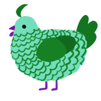 A mint and leaf chicken with a lace pattern