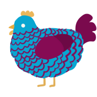A cerulean and wine chicken with a lace pattern