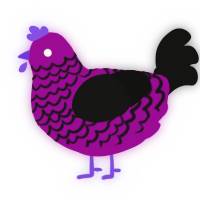 A plum and black chicken with a lace pattern