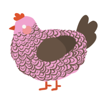 A pink and bark chicken with a double-lace pattern