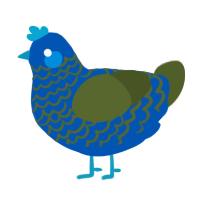 A ultramarine and olive chicken with a lace pattern