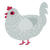 DS, a silver chicken with a speckle pattern