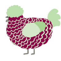 A maroon and gluppy chicken with a lace pattern