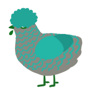 A ash and turquoise chicken with a lace pattern
