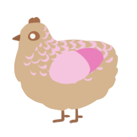 A beige and pink chicken with a half-lace pattern