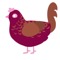 A maroon and russet chicken with a half-lace pattern