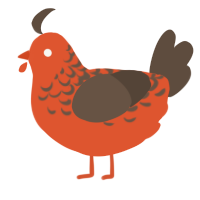 A vermilion and bark chicken with a half-lace pattern