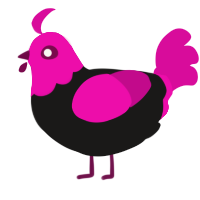 A sable and fuchsia chicken with a head pattern