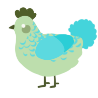 A gluppy and aqua chicken with a half-lace pattern
